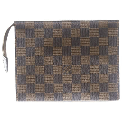 Louis Vuitton Damier Poche Toilette 26 Pouch Case Clutch Brown Leather Gold — view 2