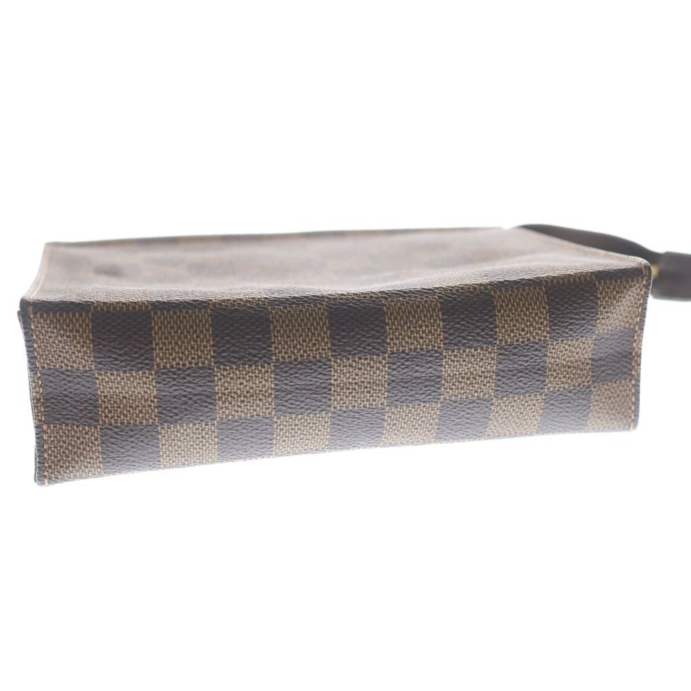 Louis Vuitton Damier Poche Toilette 26 Pouch Case Clutch Brown Leather Gold — view 6