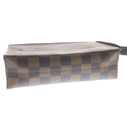 Louis Vuitton Damier Poche Toilette 26 Pouch Case Clutch Brown Leather Gold — view 6