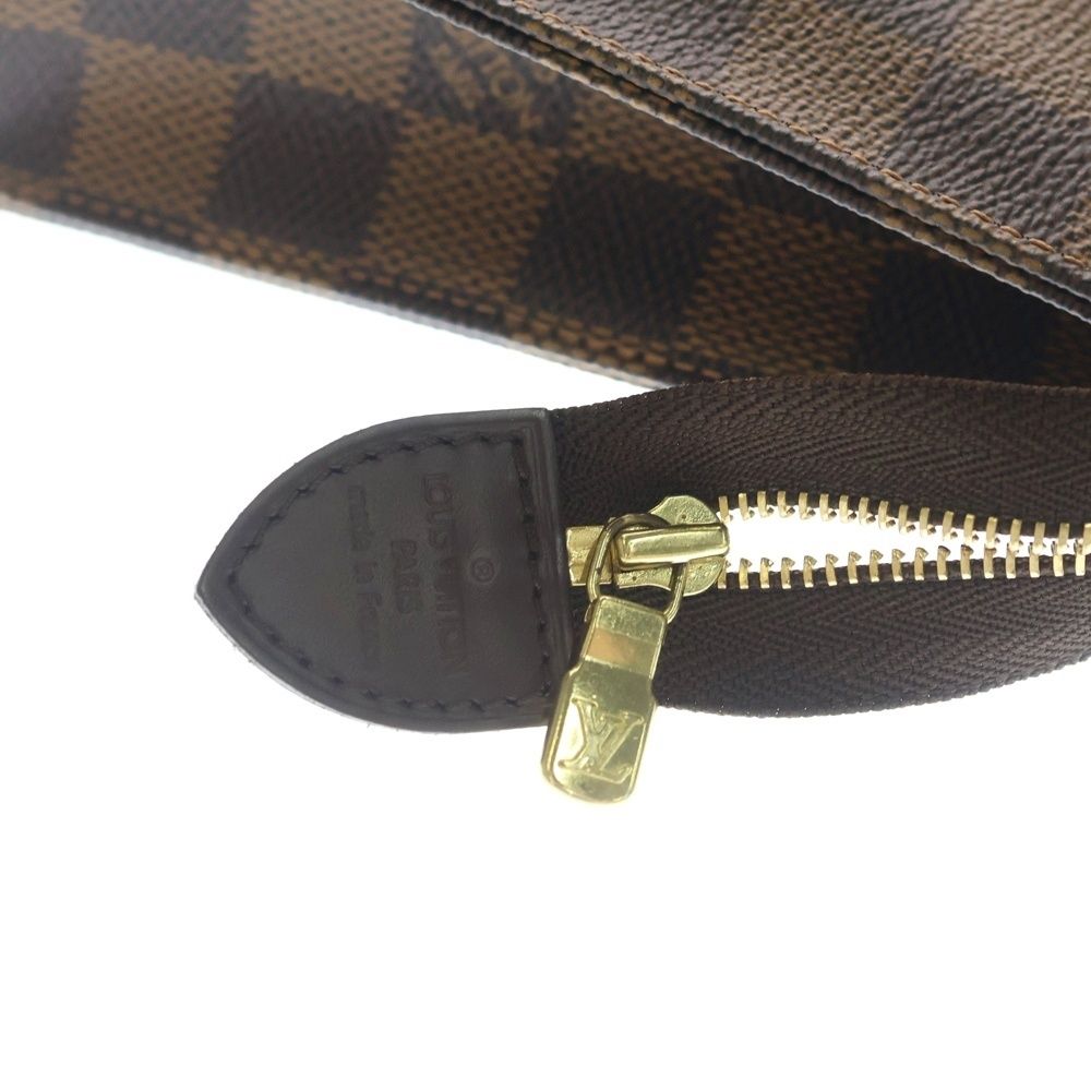 Louis Vuitton Damier Poche Toilette 26 Pouch Case Clutch Brown Leather Gold — view 5