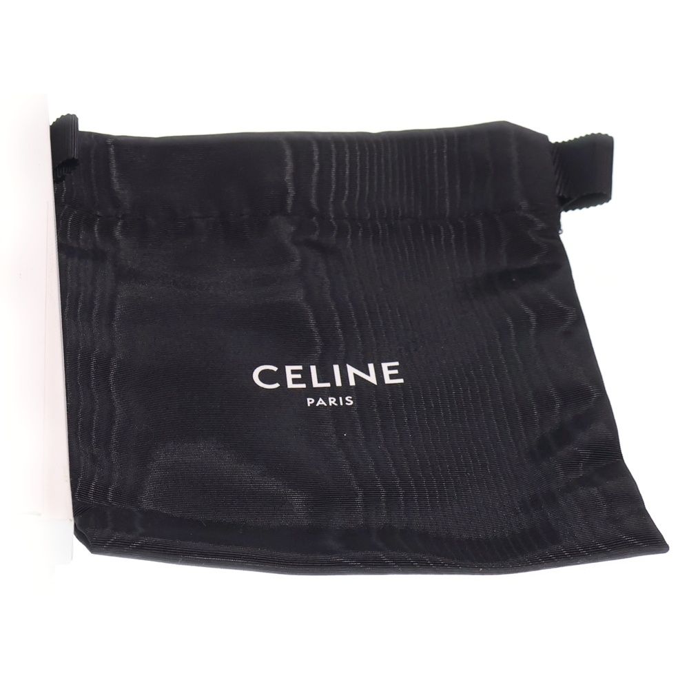Celine Logo Bifold Wallet Compact Card Case Black Leather — view 6