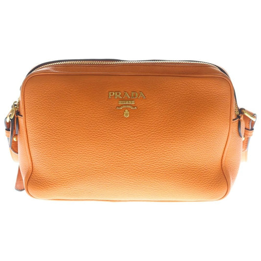 Prada Shoulder Bag Leather Orange Gold