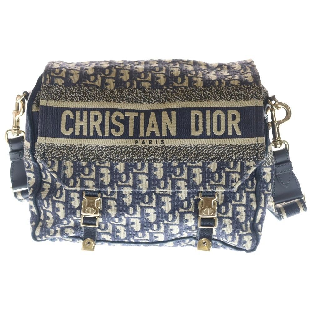 Dior Oak Camp Shoulder Bag Navy Canvas Gold
