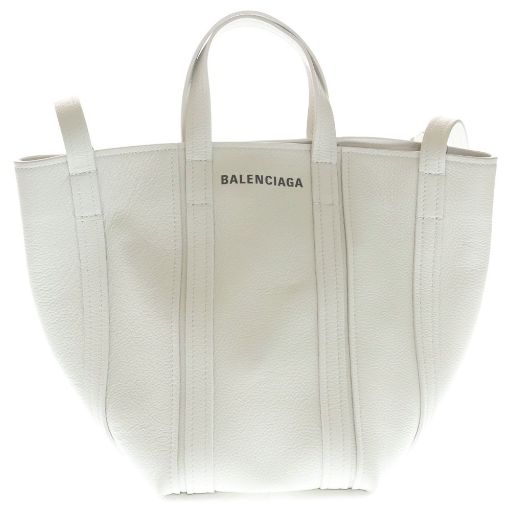 Balenciaga Everyday Small 2-Way Tote Shoulder Bag White Leather Silver