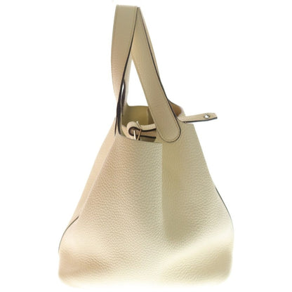 Hermes Picotin Lock MM Taurillon Clemence Leather Nata Handbag Silver Ivory — view 3