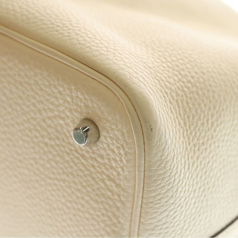 Hermes Picotin Lock MM Taurillon Clemence Leather Nata Handbag Silver Ivory — view 5