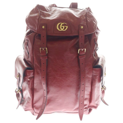 Gucci Rebel Tiger Cat Head GG Marmont Backpack Red Leather Gold