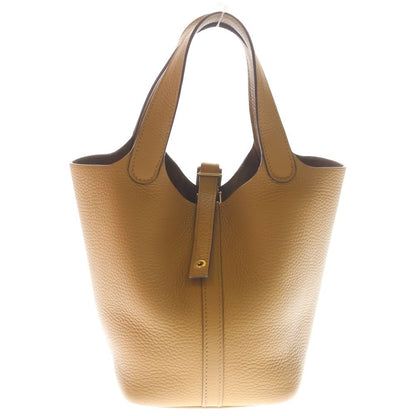 Hermes Picotin Lock PM Taurillon Clemence Leather Handbag Gold Beige