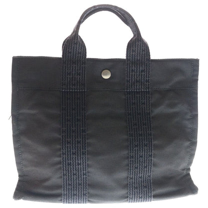 Hermes Her Line PM Canvas Hand Tote Silver Gray