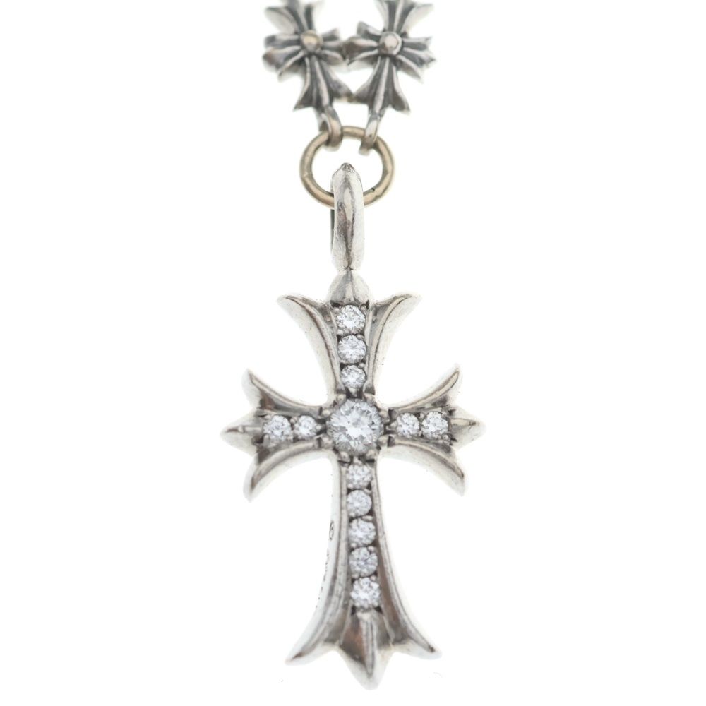 Chrome Hearts Tny P Dia Tiny Fat Cross Pave Diamond Necklace White Gold — view 3