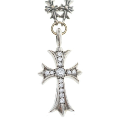 Chrome Hearts Tny P Dia Tiny Fat Cross Pave Diamond Necklace White Gold — view 3