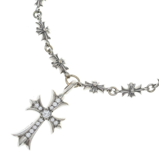 Chrome Hearts Tny P Dia Tiny Fat Cross Pave Diamond Necklace White Gold