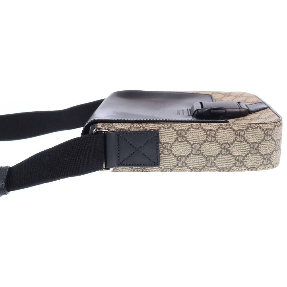 Gucci Guccissima Signature Shoulder Bag Black Beige Leather Silver — view 3