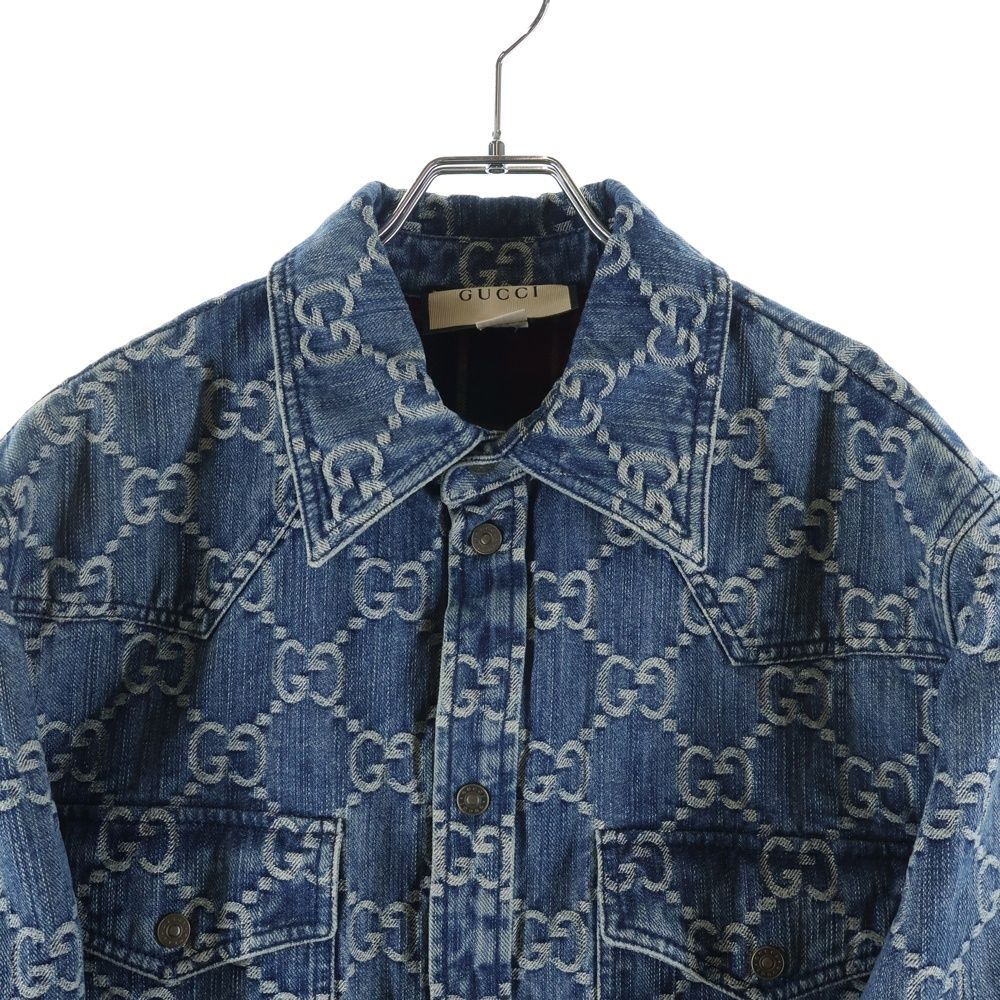 Gucci GG Jacquard Denim Shirt Indigo — view 3