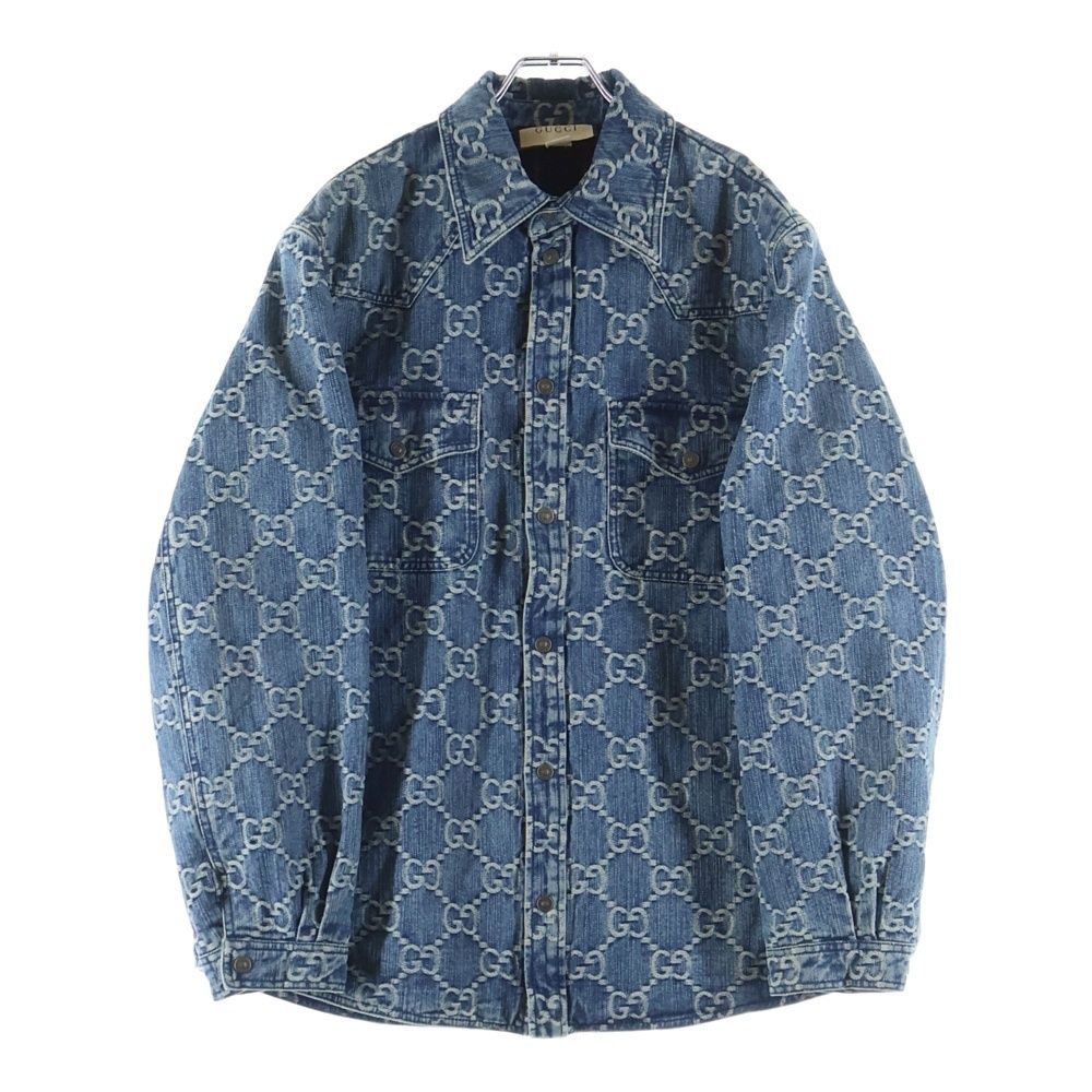 Gucci GG Jacquard Denim Shirt Indigo
