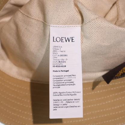 Loewe Paula's Ibiza Leather Logo Patch Canvas Bucket Hat Beige — view 8