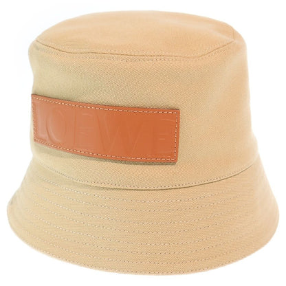 Loewe Paula's Ibiza Leather Logo Patch Canvas Bucket Hat Beige