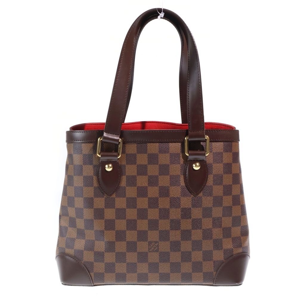 Louis Vuitton Damier Hampstead PM Tote Brown Leather Gold — view 2