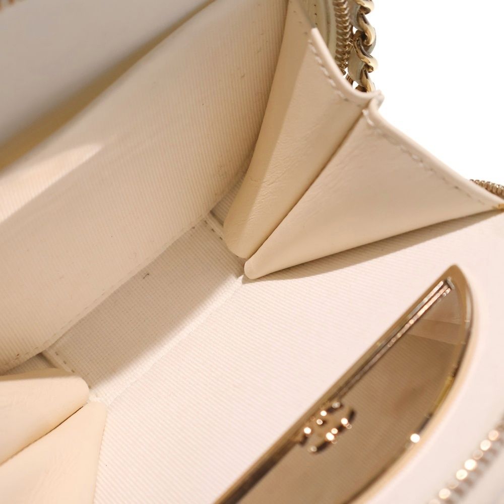 Chanel Quilted Small Vanity Caviar Leather Chain Shoulder Bag Gold White — view 4