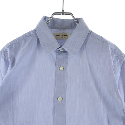 Saint Laurent Paris Small Stripe Pattern Long Sleeve Shirt Blue — view 3