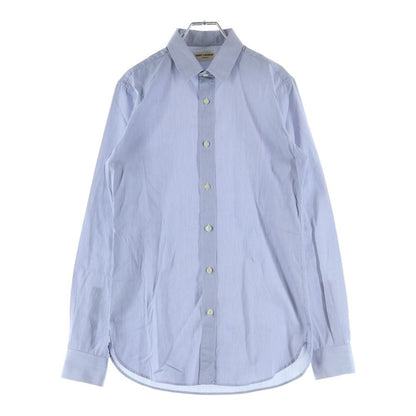 Saint Laurent Paris Small Stripe Pattern Long Sleeve Shirt Blue