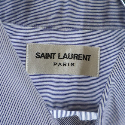 Saint Laurent Paris Small Stripe Pattern Long Sleeve Shirt Blue — view 7