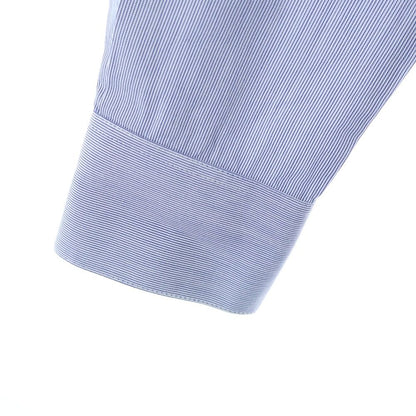 Saint Laurent Paris Small Stripe Pattern Long Sleeve Shirt Blue — view 6
