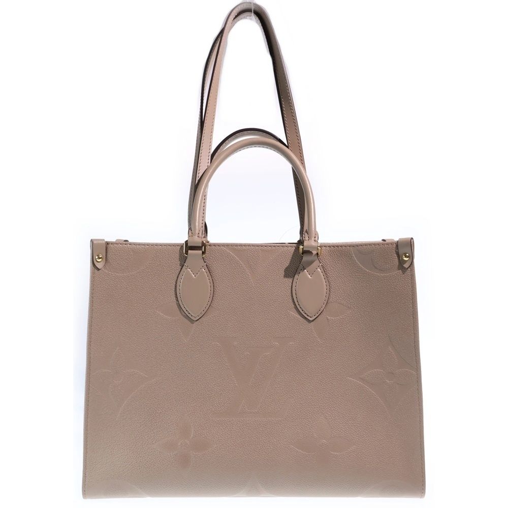 Louis Vuitton Monogram Empreinte On The Go MM Tote Beige Leather Gold