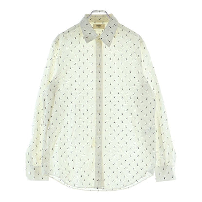 Celine Music Note Long Sleeve Shirt White