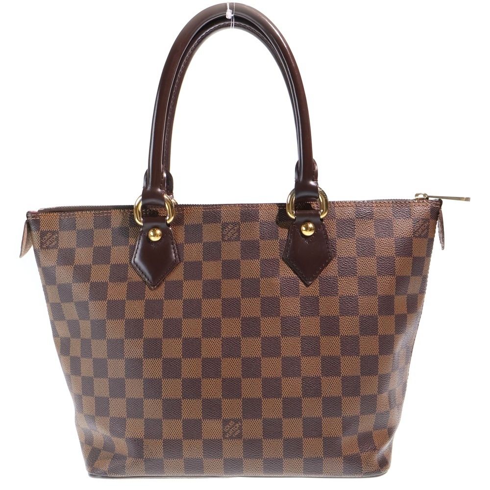 Louis Vuitton Damier Saleya PM Tote Brown Leather Gold — view 2