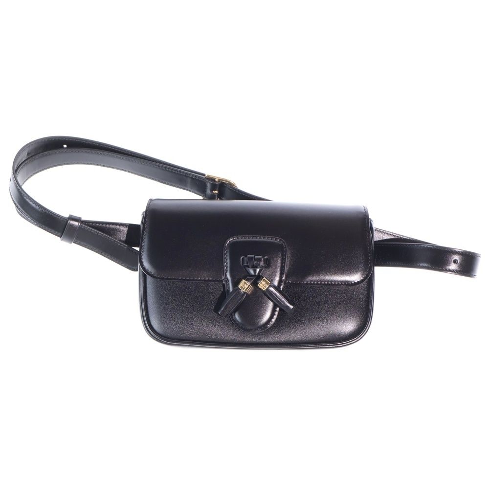 Celine Tassels Small Shoulder Bag Black Leather Gold