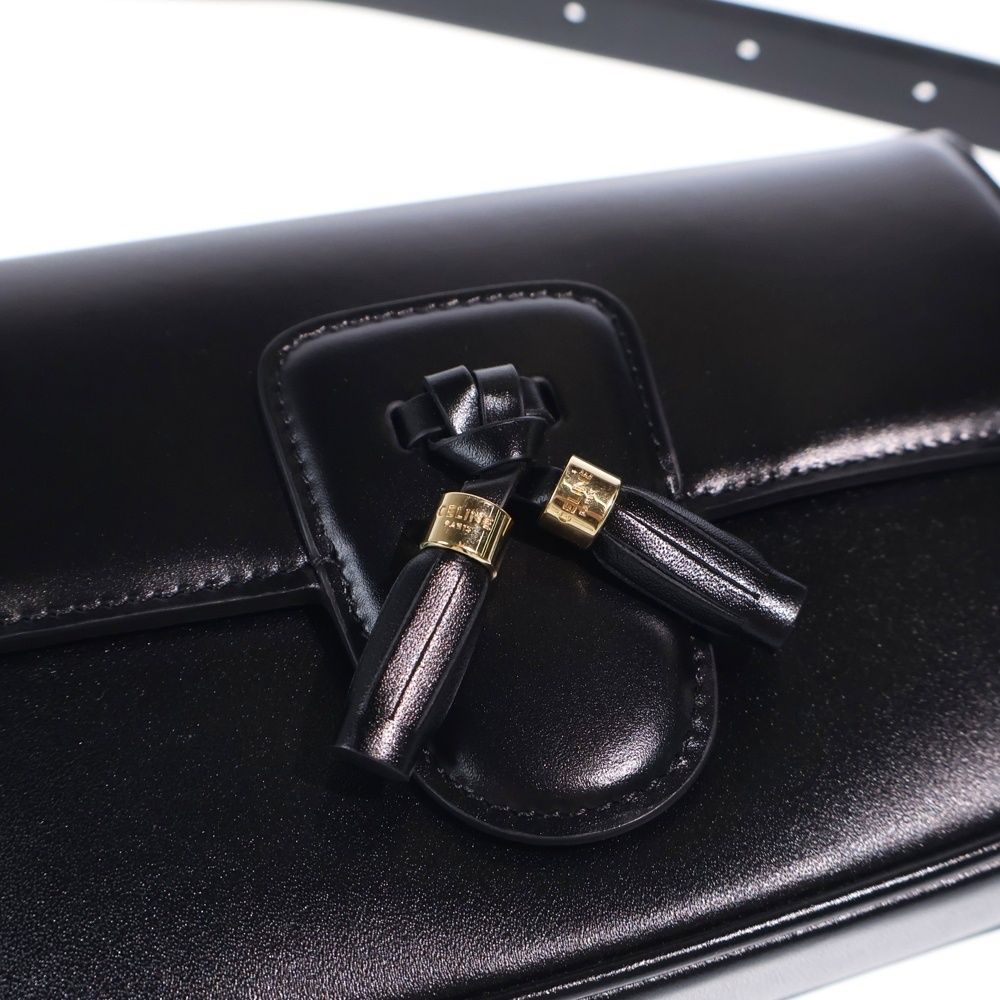 Celine Tassels Small Shoulder Bag Black Leather Gold — view 5