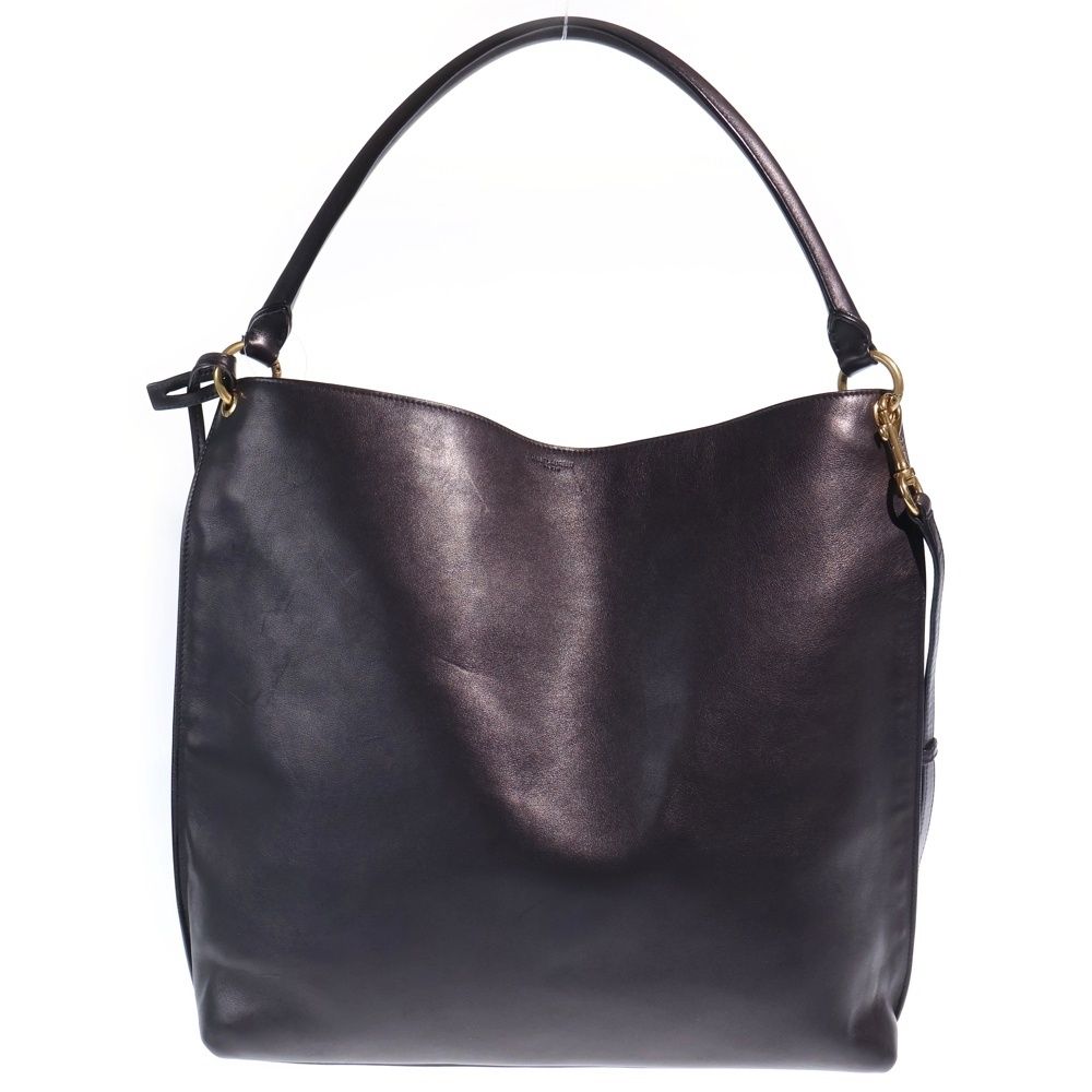 Saint Laurent Paris Hobo 2-Way Shoulder Bag Black Leather Gold