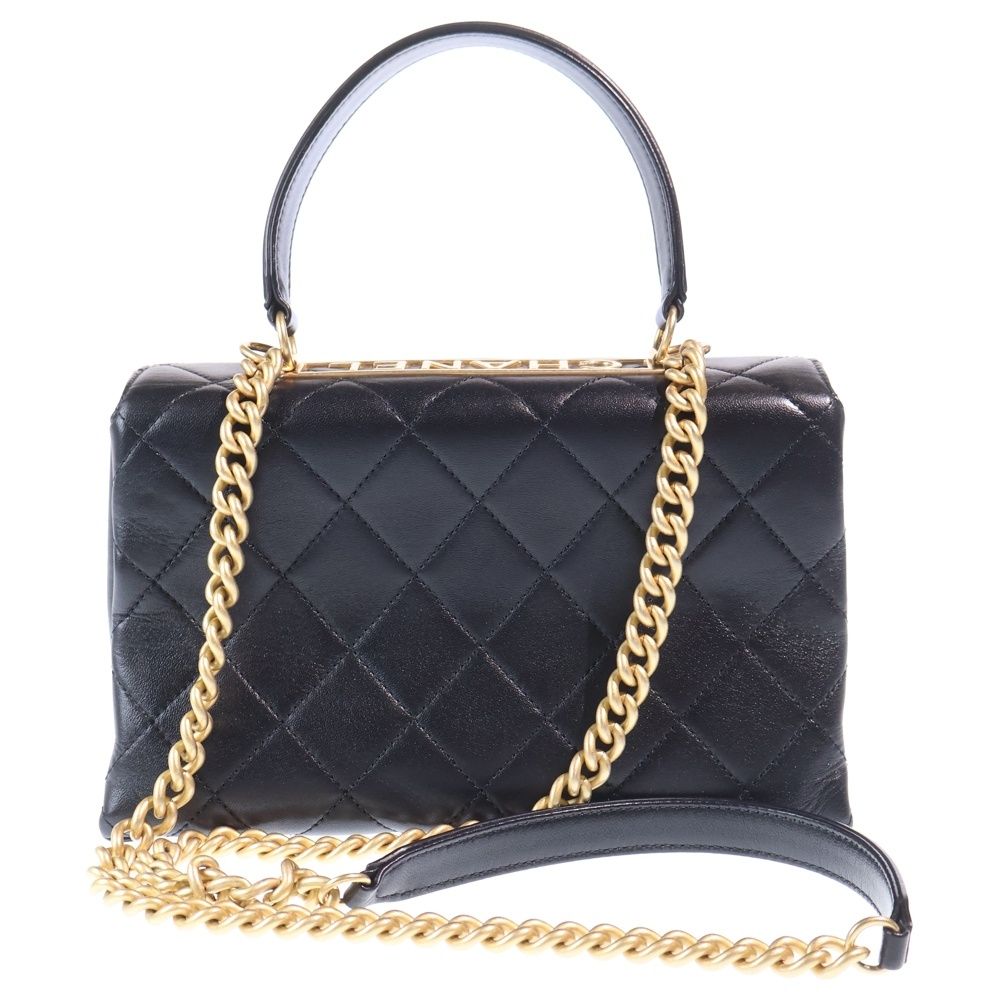 Chanel Trendy CC Top Handle 2-Way Shoulder Bag Chain Black Lambskin Gold — view 2