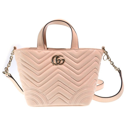 Gucci GG Marmont 2-Way Shoulder Bag Pale Pink Leather Gold