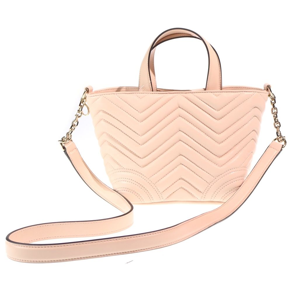 Gucci GG Marmont 2-Way Shoulder Bag Pale Pink Leather Gold — view 2