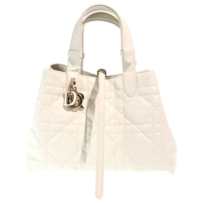 Dior Cannage Toujour Handbag White Leather Gold