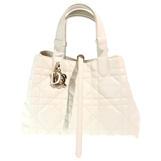 Dior Cannage Toujour Handbag White Leather Gold