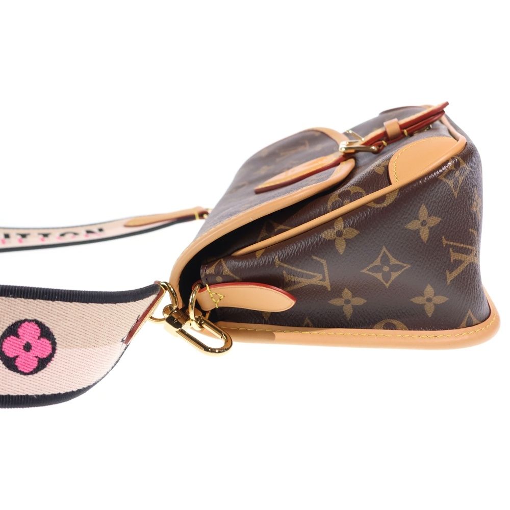 Louis Vuitton Monogram Diane NM PM Shoulder Bag Brown Leather Gold — view 3