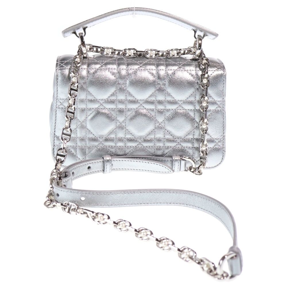 Dior Monsieur Joli Top Handle 2-Way Mini Shoulder Bag Silver Leather — view 2