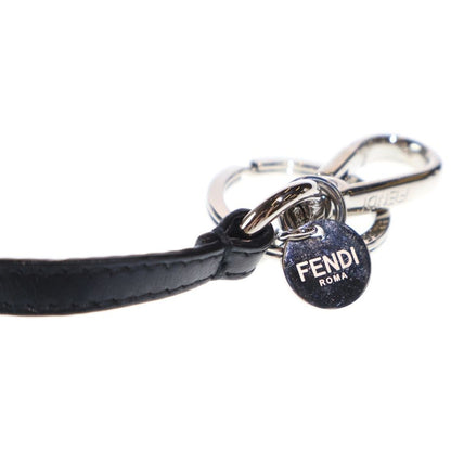 Fendi Jacquard Teddy Bear Key Holder Bag Charm Key Ring Mascot Brown Silver — view 6