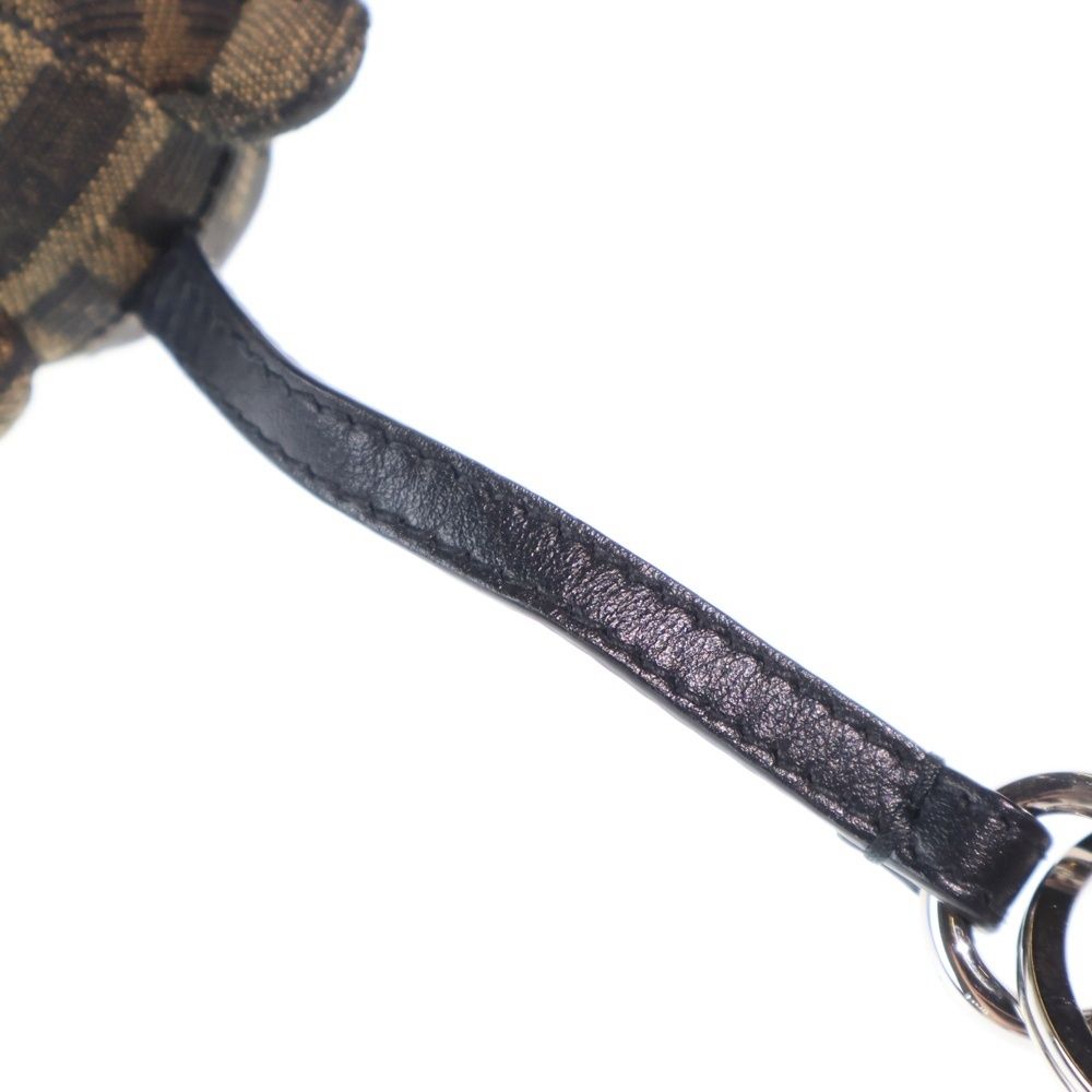 Fendi Jacquard Teddy Bear Key Holder Bag Charm Key Ring Mascot Brown Silver — view 5