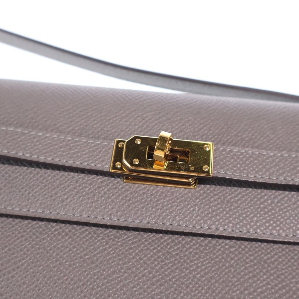 Hermes Kelly Wallet Long to Go Etain Epsom Shoulder Bag Gray Gold — view 5