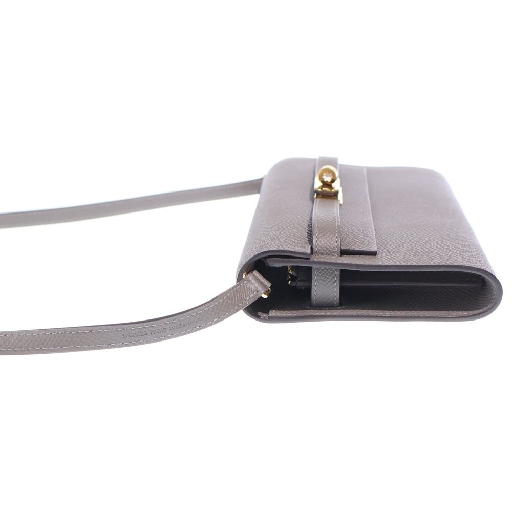 Hermes Kelly Wallet Long to Go Etain Epsom Shoulder Bag Gray Gold — view 3