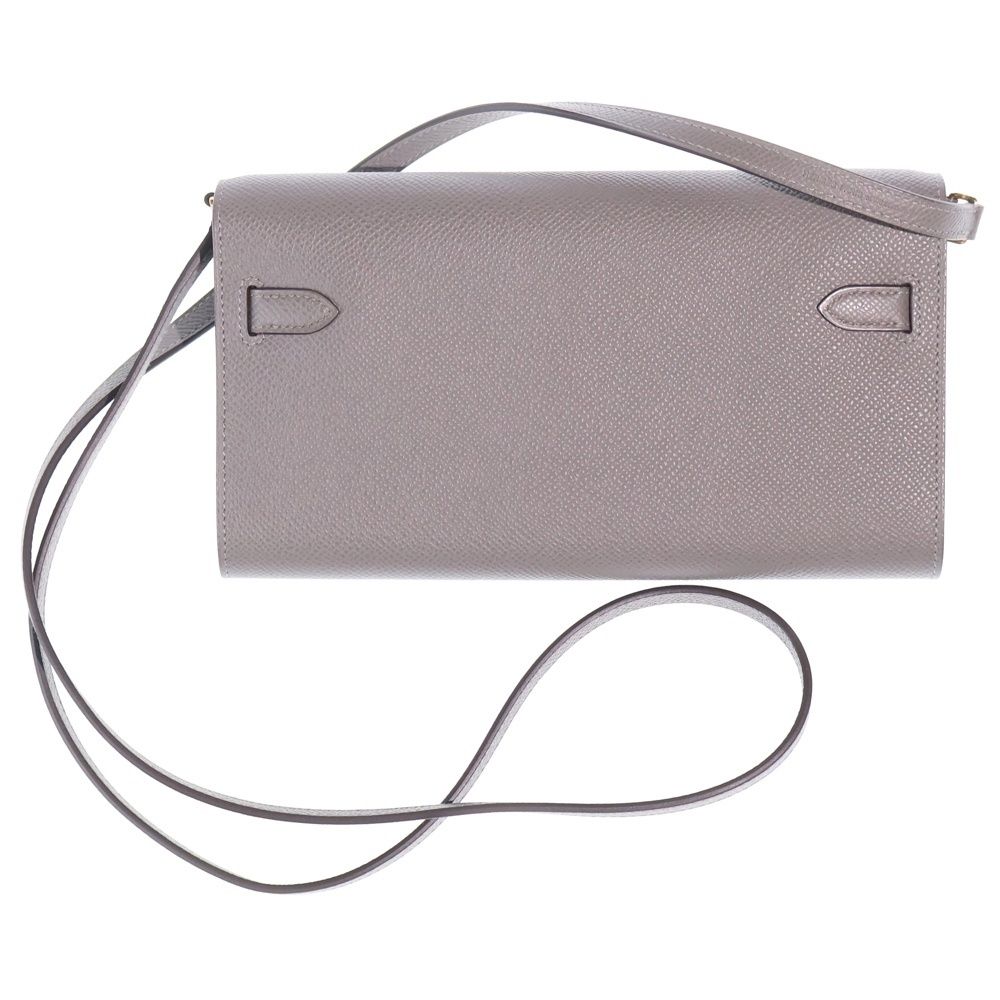 Hermes Kelly Wallet Long to Go Etain Epsom Shoulder Bag Gray Gold — view 2