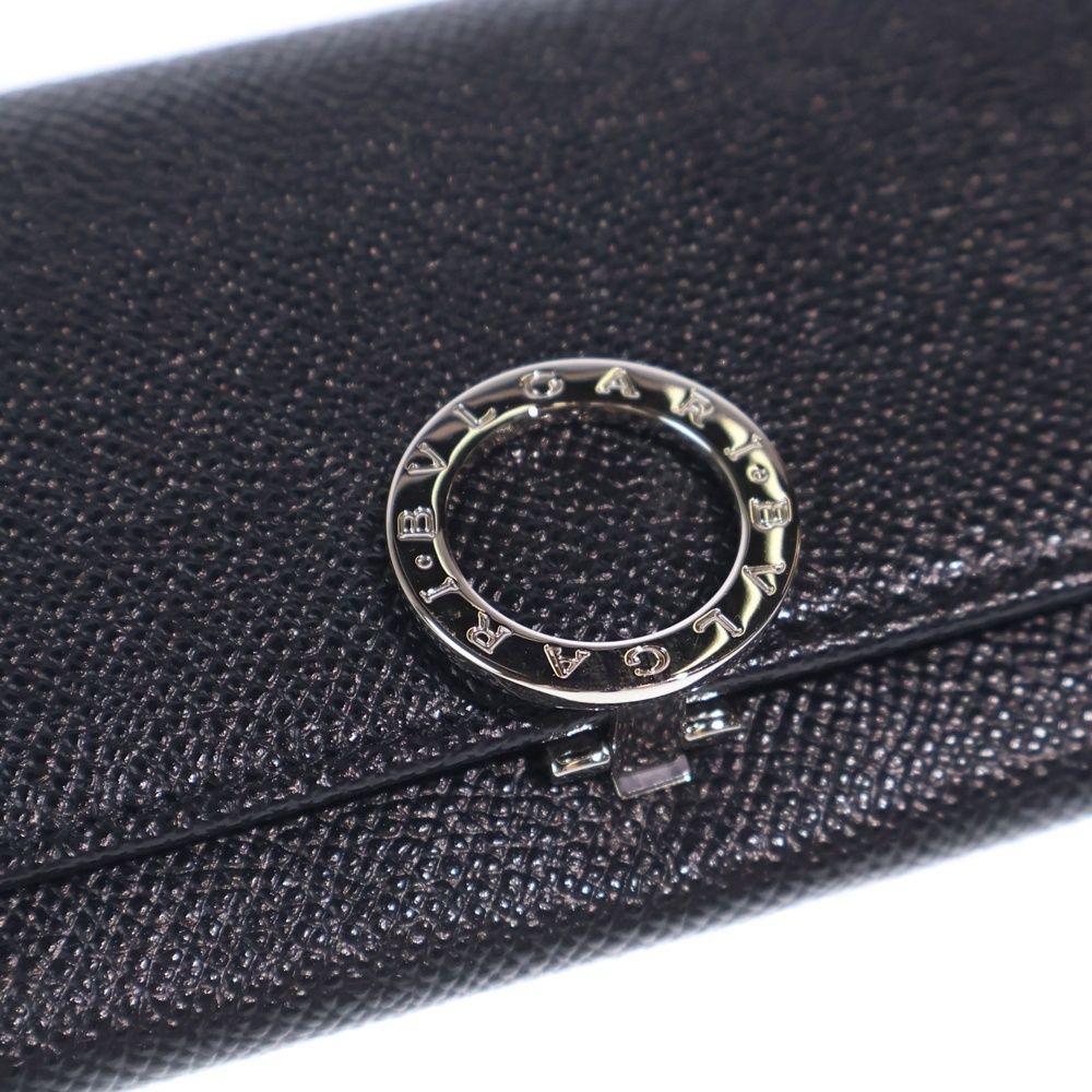 Bvlgari B-zero One Card Case Business Holder Wallet Black Leather Silver — view 5
