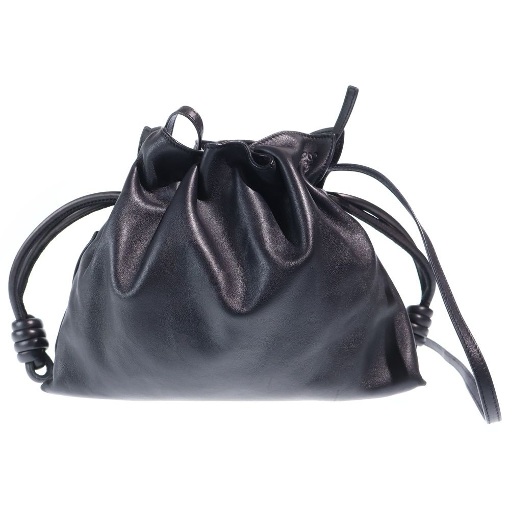 Loewe Enrique Knappe Flamenco Shoulder Bag Drawstring Black Leather