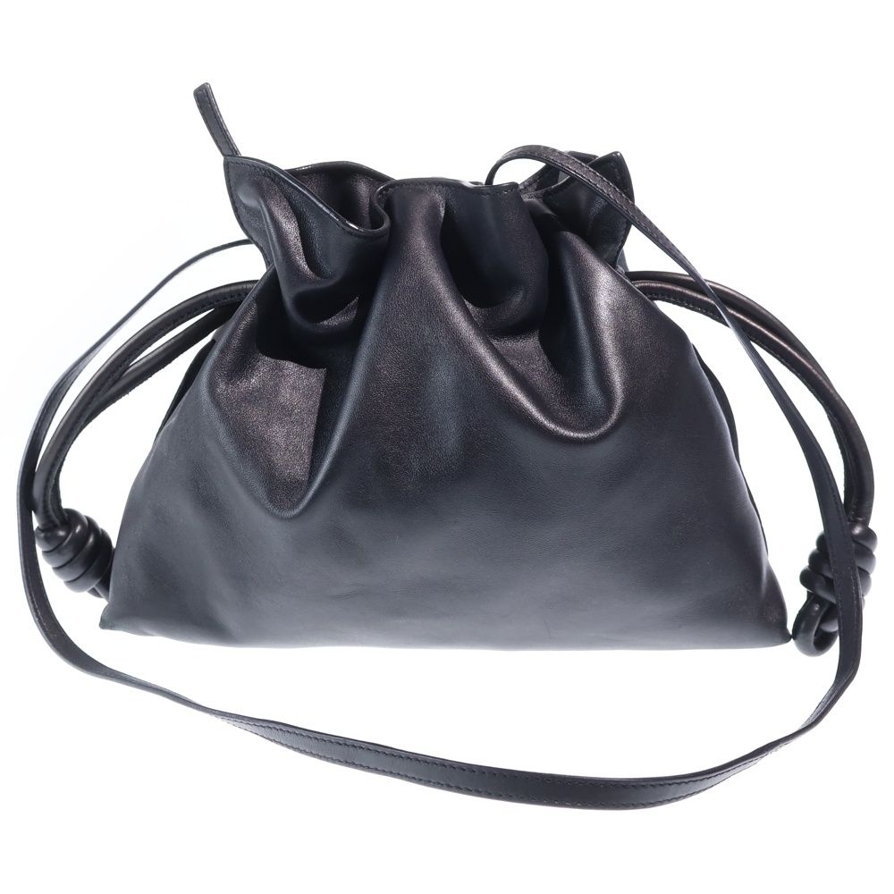 Loewe Enrique Knappe Flamenco Shoulder Bag Drawstring Black Leather — view 2
