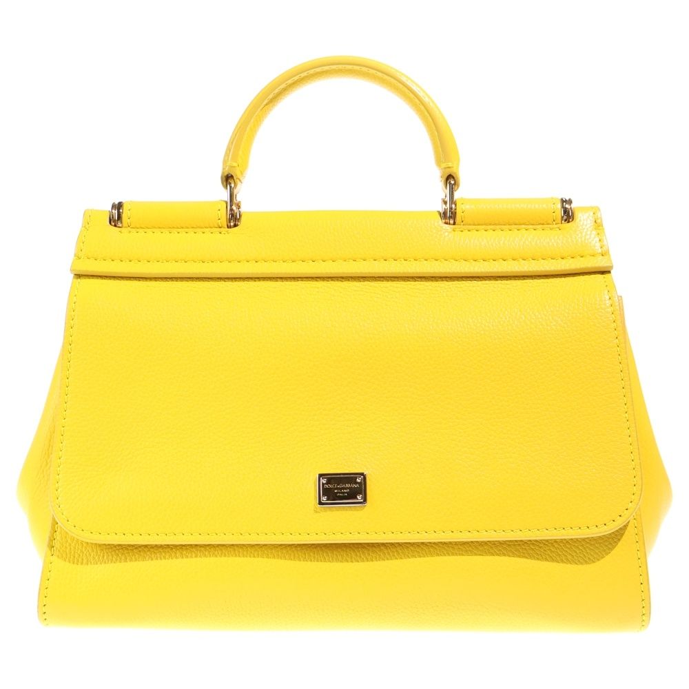 Dolce & Gabbana Sicily Shoulder Bag Yellow Leather