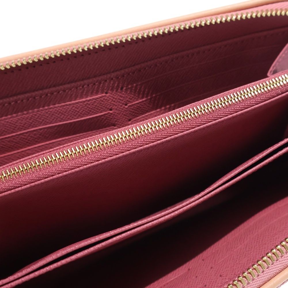 Louis Vuitton Jacquard Denim Zippy Wallet Card Case Pink Leather Gold — view 4